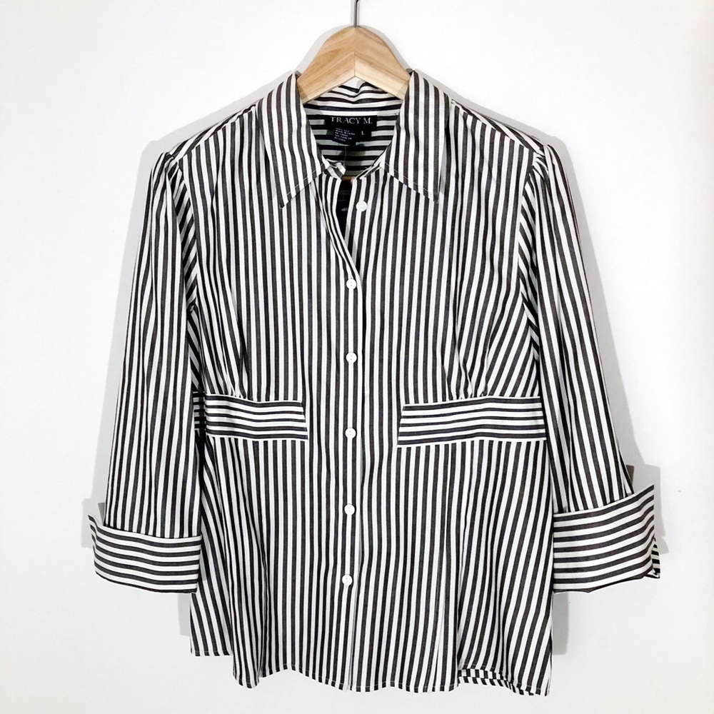 Tracy M. | Silk Brown / White Stripe Shirt
